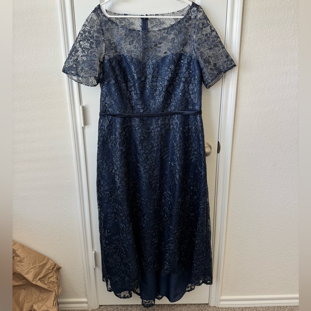 Oleg Cassini Midnight Blue High Low Dress